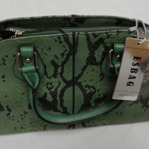 Esbag Regular handbag, green faux snake skin.