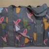 Designer Tote- ESBAG Gray w/ Multi-Colored Print - Vinyl, D 10", Ht 10", L 15"