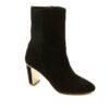 Iman Black Ankle Boots W/ Gold Accents Women’s Size 7 New